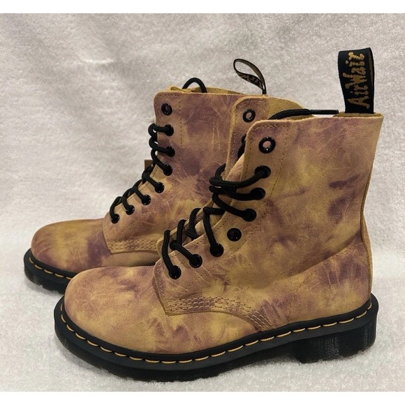 Dr‎ Martens Womens 1460 Pascal Tie Dye Leather Lace Up Boots Size 7 NEW Camo Tan - Picture 6 of 14